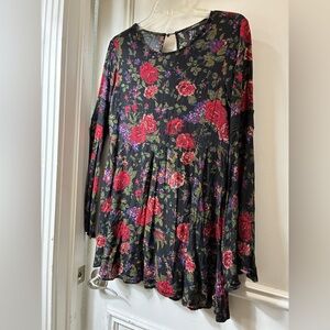 Forever 21 Black Floral Mini Dress with Red & Purple Flowers